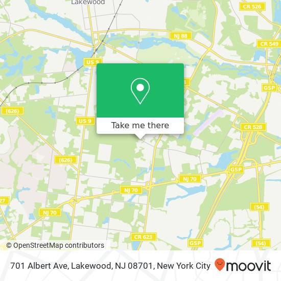 Mapa de 701 Albert Ave, Lakewood, NJ 08701