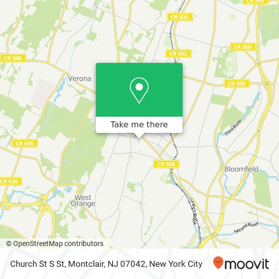 Mapa de Church St S St, Montclair, NJ 07042
