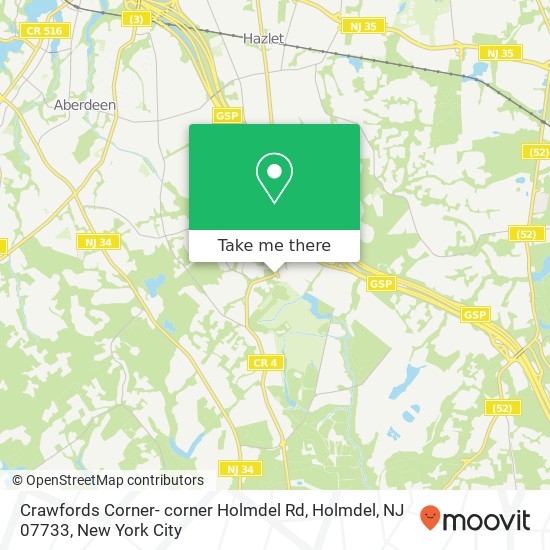 Mapa de Crawfords Corner- corner Holmdel Rd, Holmdel, NJ 07733