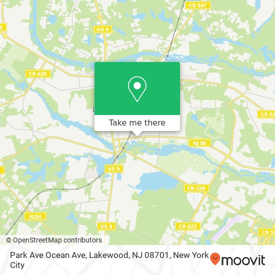 Mapa de Park Ave Ocean Ave, Lakewood, NJ 08701