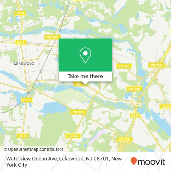 Mapa de Waterview Ocean Ave, Lakewood, NJ 08701