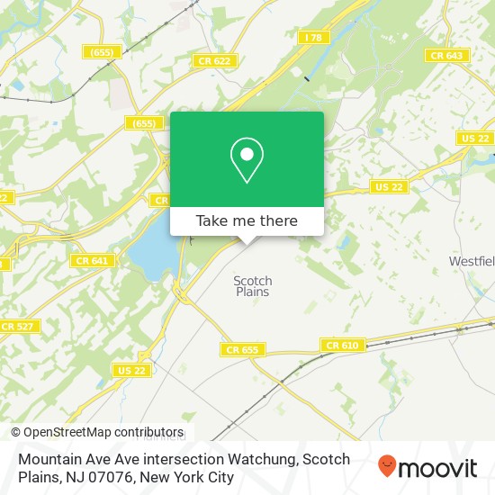 Mountain Ave Ave intersection Watchung, Scotch Plains, NJ 07076 map