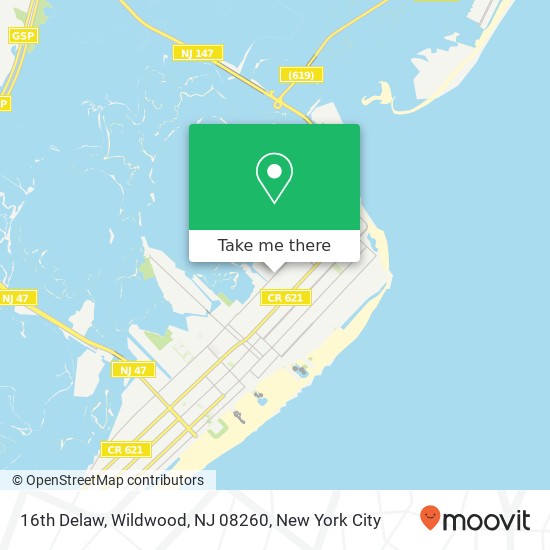 Mapa de 16th Delaw, Wildwood, NJ 08260