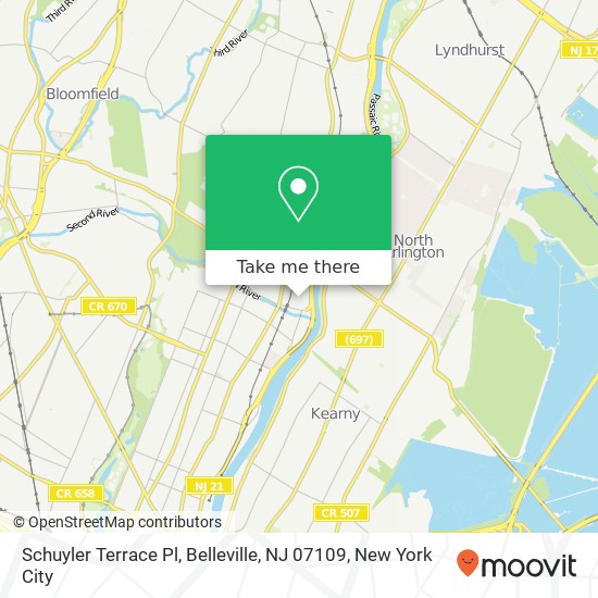 Mapa de Schuyler Terrace Pl, Belleville, NJ 07109