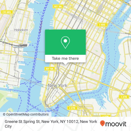 Greene St Spring St, New York, NY 10012 map