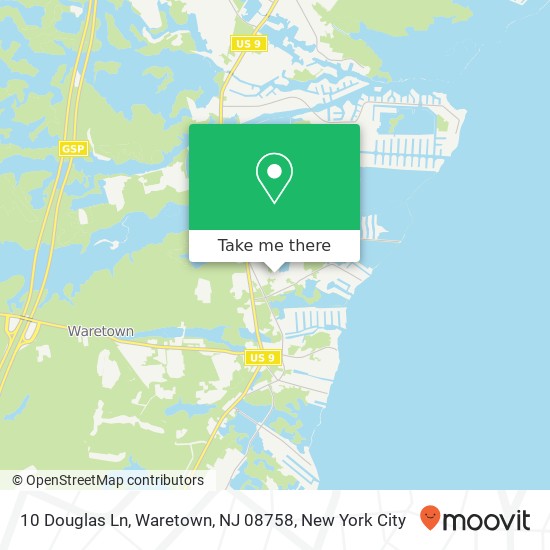 Mapa de 10 Douglas Ln, Waretown, NJ 08758