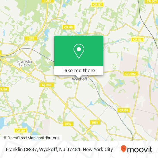 Mapa de Franklin CR-87, Wyckoff, NJ 07481