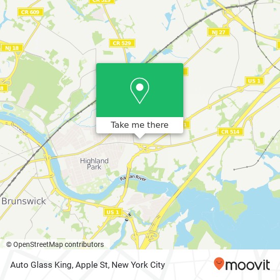 Auto Glass King, Apple St map