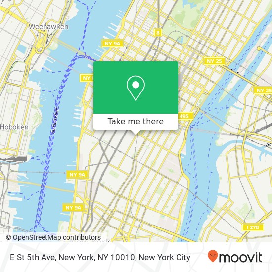 Mapa de E St 5th Ave, New York, NY 10010