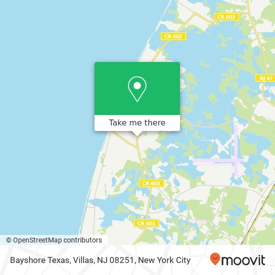 Mapa de Bayshore Texas, Villas, NJ 08251