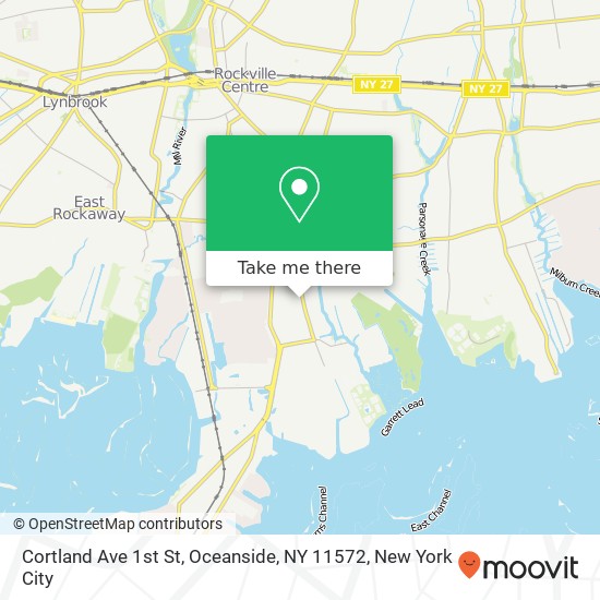 Mapa de Cortland Ave 1st St, Oceanside, NY 11572