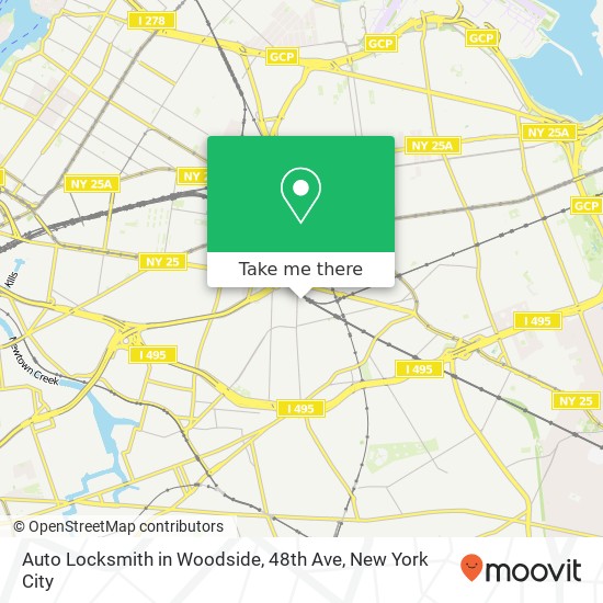 Auto Locksmith in Woodside, 48th Ave map