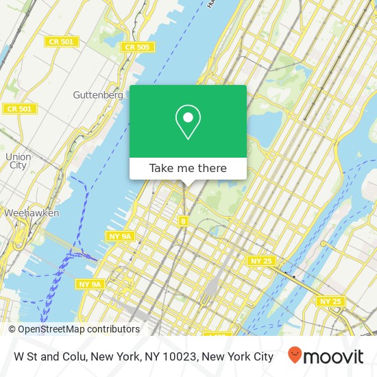 W St and Colu, New York, NY 10023 map