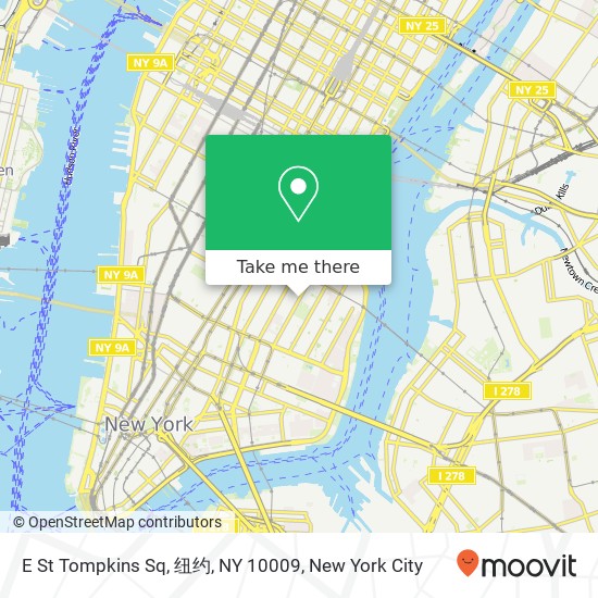 Mapa de E St Tompkins Sq, 纽约, NY 10009