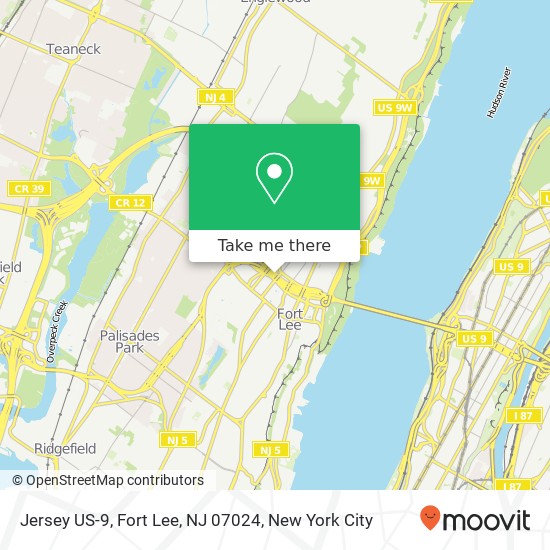 Mapa de Jersey US-9, Fort Lee, NJ 07024