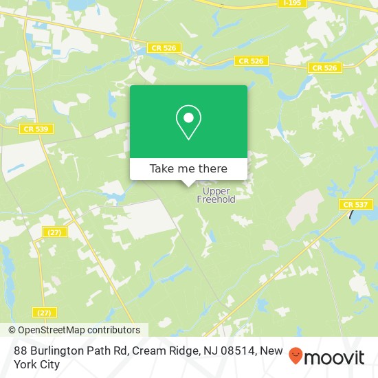 Mapa de 88 Burlington Path Rd, Cream Ridge, NJ 08514