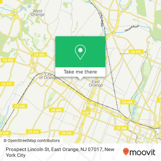 Prospect Lincoln St, East Orange, NJ 07017 map