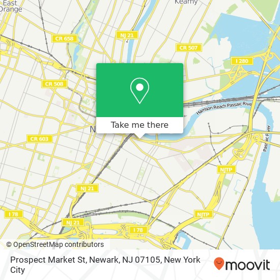 Mapa de Prospect Market St, Newark, NJ 07105