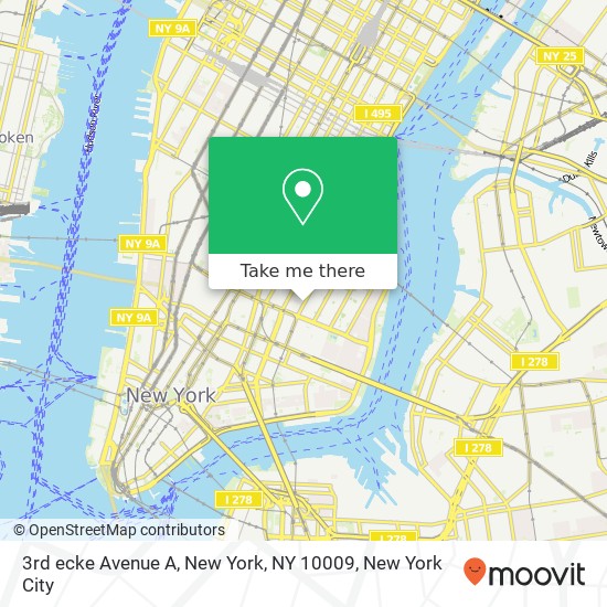 3rd ecke Avenue A, New York, NY 10009 map