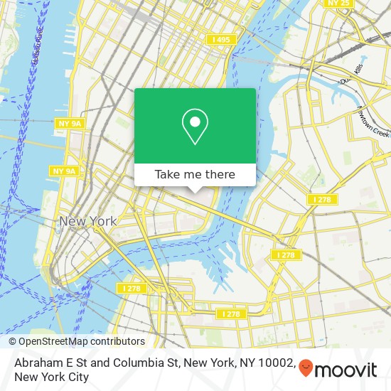 Mapa de Abraham E St and Columbia St, New York, NY 10002