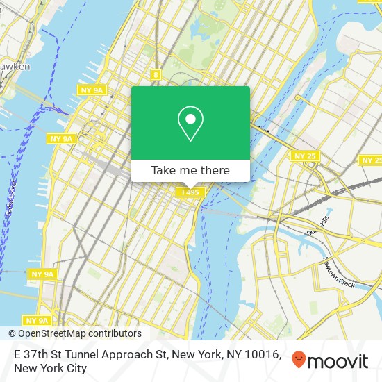 E 37th St Tunnel Approach St, New York, NY 10016 map