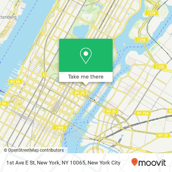 Mapa de 1st Ave E St, New York, NY 10065