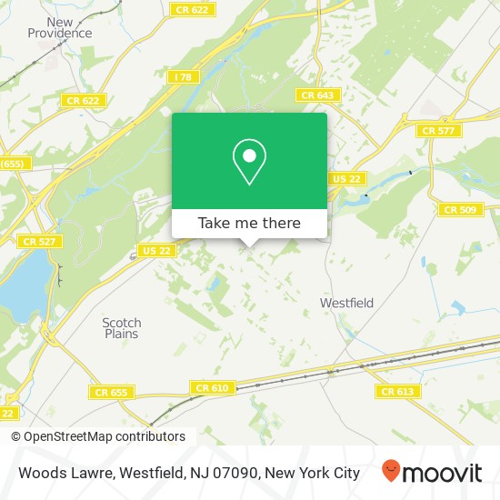 Mapa de Woods Lawre, Westfield, NJ 07090