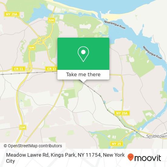 Mapa de Meadow Lawre Rd, Kings Park, NY 11754