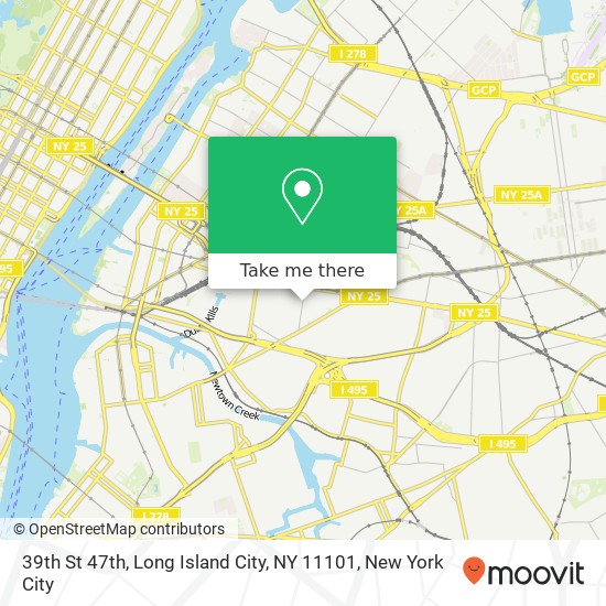 Mapa de 39th St 47th, Long Island City, NY 11101