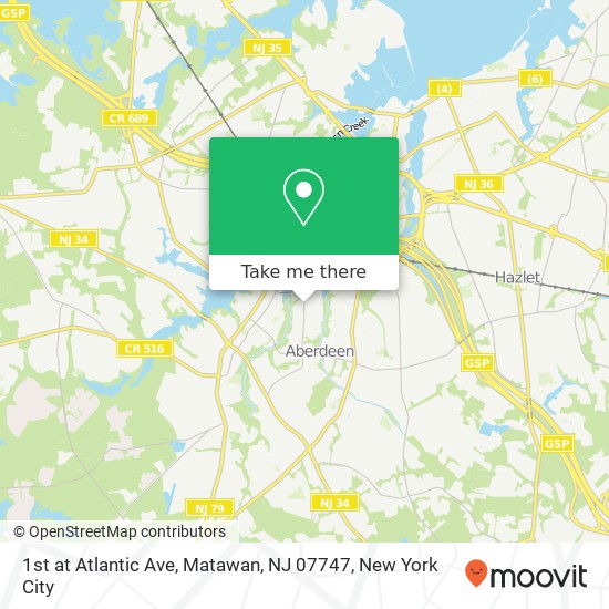 Mapa de 1st at Atlantic Ave, Matawan, NJ 07747