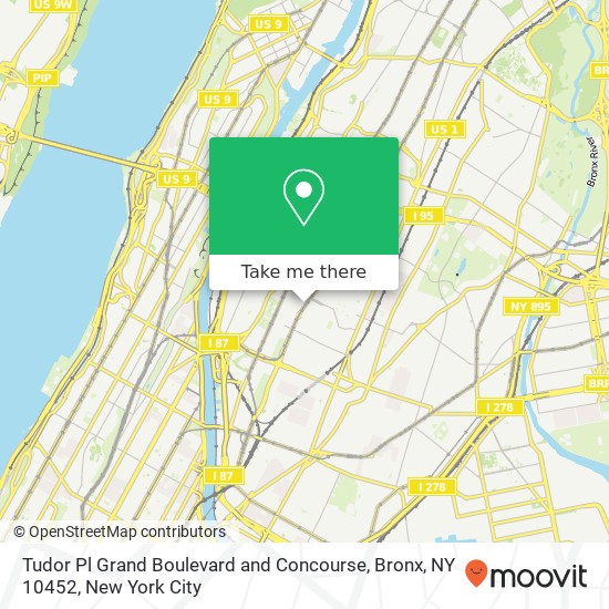 Mapa de Tudor Pl Grand Boulevard and Concourse, Bronx, NY 10452