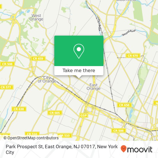 Mapa de Park Prospect St, East Orange, NJ 07017