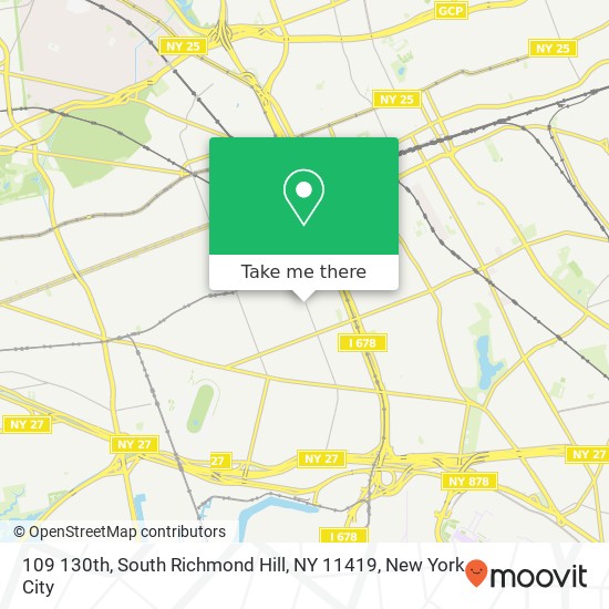 Mapa de 109 130th, South Richmond Hill, NY 11419