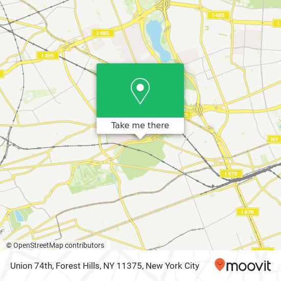 Mapa de Union 74th, Forest Hills, NY 11375