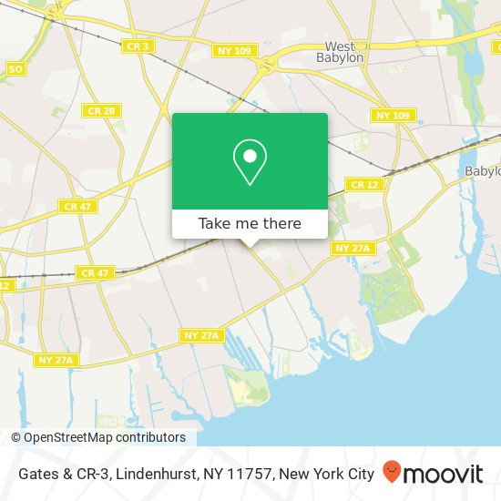 Mapa de Gates & CR-3, Lindenhurst, NY 11757