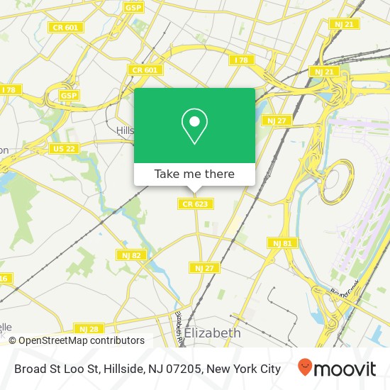 Mapa de Broad St Loo St, Hillside, NJ 07205