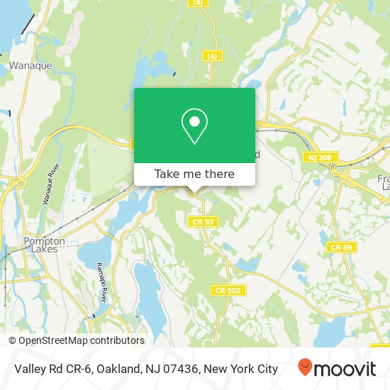 Mapa de Valley Rd CR-6, Oakland, NJ 07436