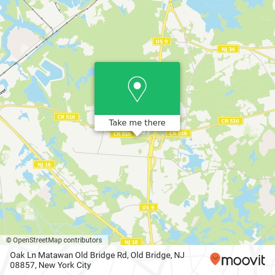 Mapa de Oak Ln Matawan Old Bridge Rd, Old Bridge, NJ 08857