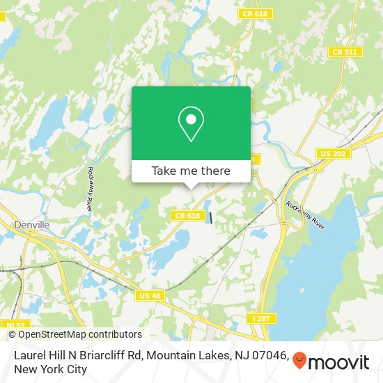 Mapa de Laurel Hill N Briarcliff Rd, Mountain Lakes, NJ 07046