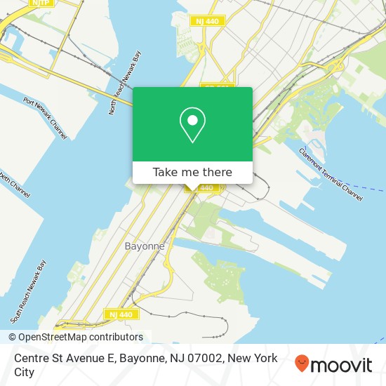 Mapa de Centre St Avenue E, Bayonne, NJ 07002