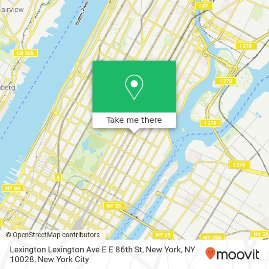 Mapa de Lexington Lexington Ave E E 86th St, New York, NY 10028