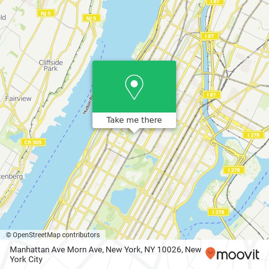 Mapa de Manhattan Ave Morn Ave, New York, NY 10026