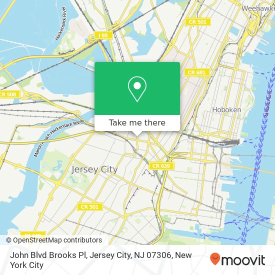 Mapa de John Blvd Brooks Pl, Jersey City, NJ 07306