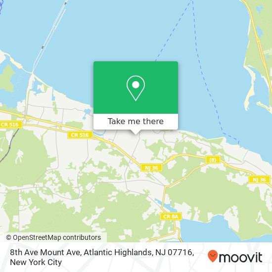 Mapa de 8th Ave Mount Ave, Atlantic Highlands, NJ 07716