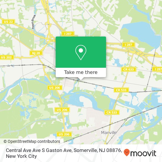 Mapa de Central Ave Ave S Gaston Ave, Somerville, NJ 08876