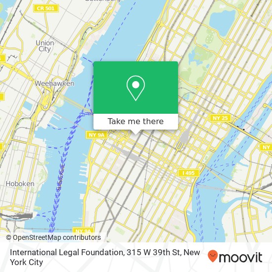 Mapa de International Legal Foundation, 315 W 39th St