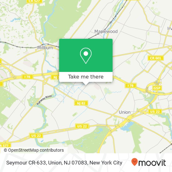 Mapa de Seymour CR-633, Union, NJ 07083