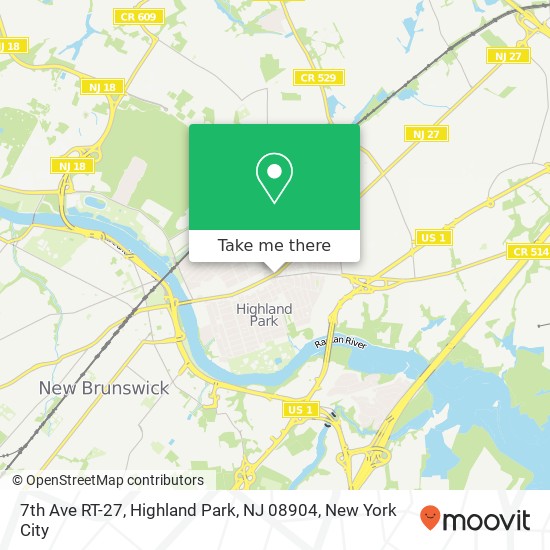 7th Ave RT-27, Highland Park, NJ 08904 map
