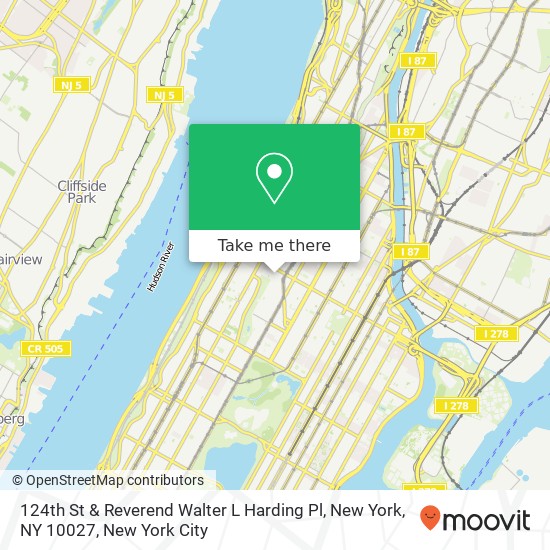 Mapa de 124th St & Reverend Walter L Harding Pl, New York, NY 10027