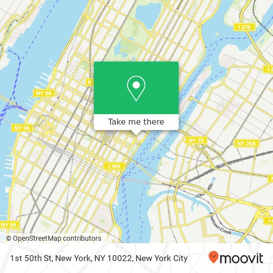 1st 50th St, New York, NY 10022 map